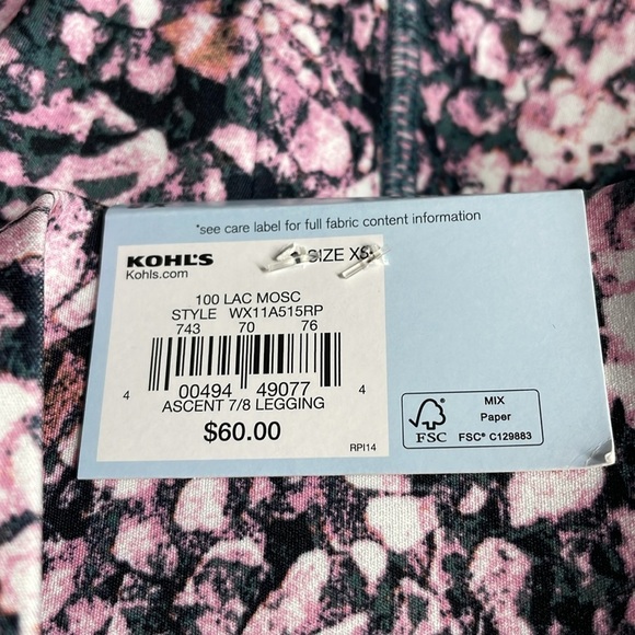 NWT FLX Ascent 7/8 Legging High Rise Lilac Mosaic Print XS - Picture 7 of 15